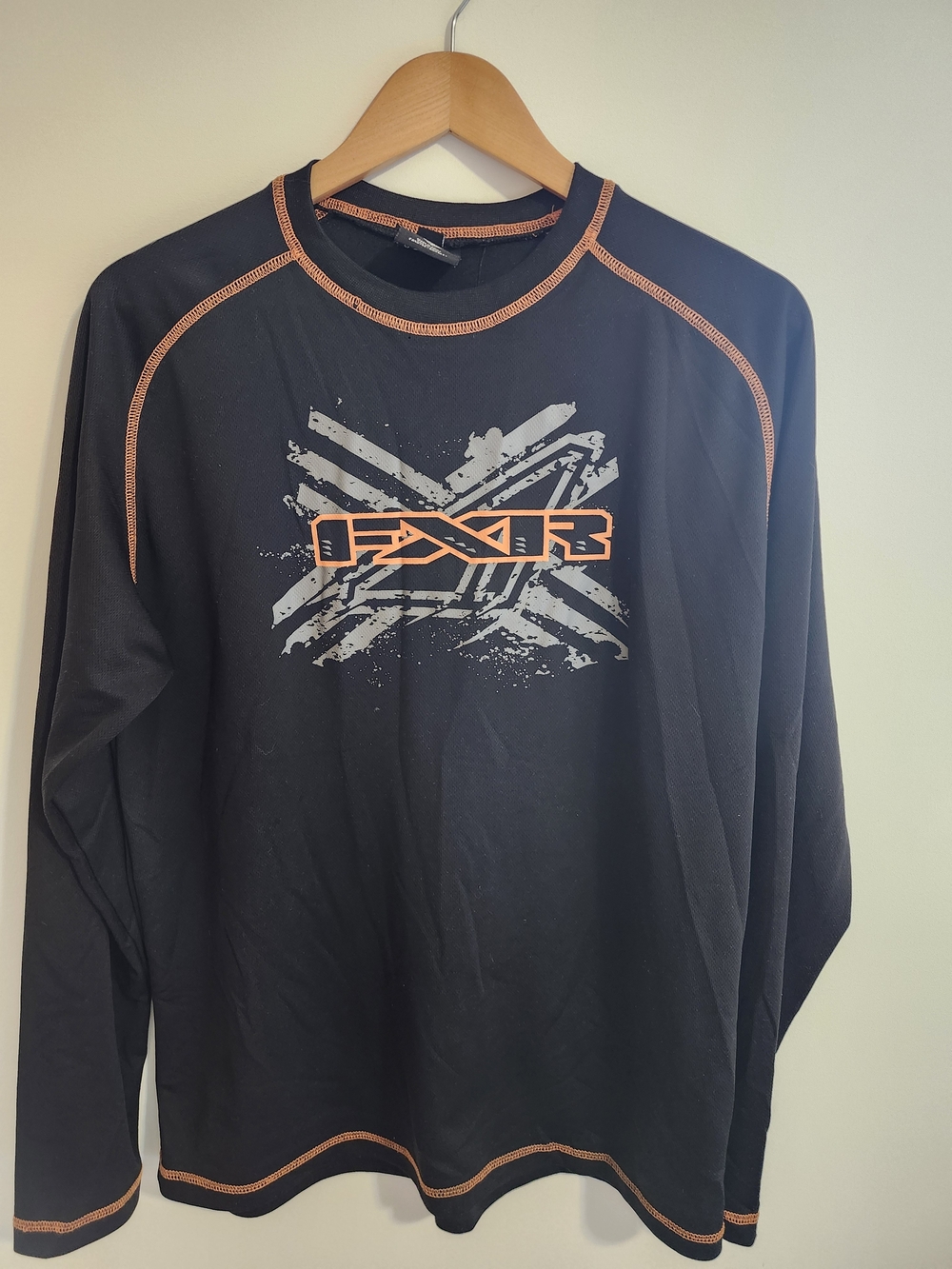 FXR Men's Black Long-Sleeve Graphic Shirt with Orange Trim